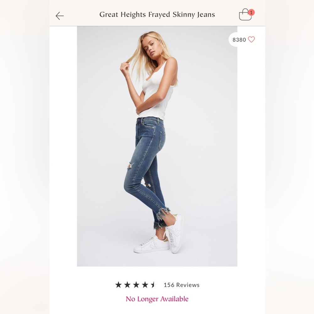 Free People Great Heights Frayed Skinny Jeans